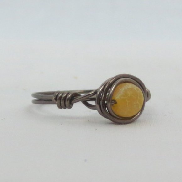 New Copper Hand Crafted Citrine Color Quartz Ring - Picture 2 of 9
